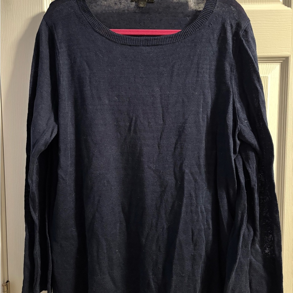 J.Crew long-sleeve linen crew neck top